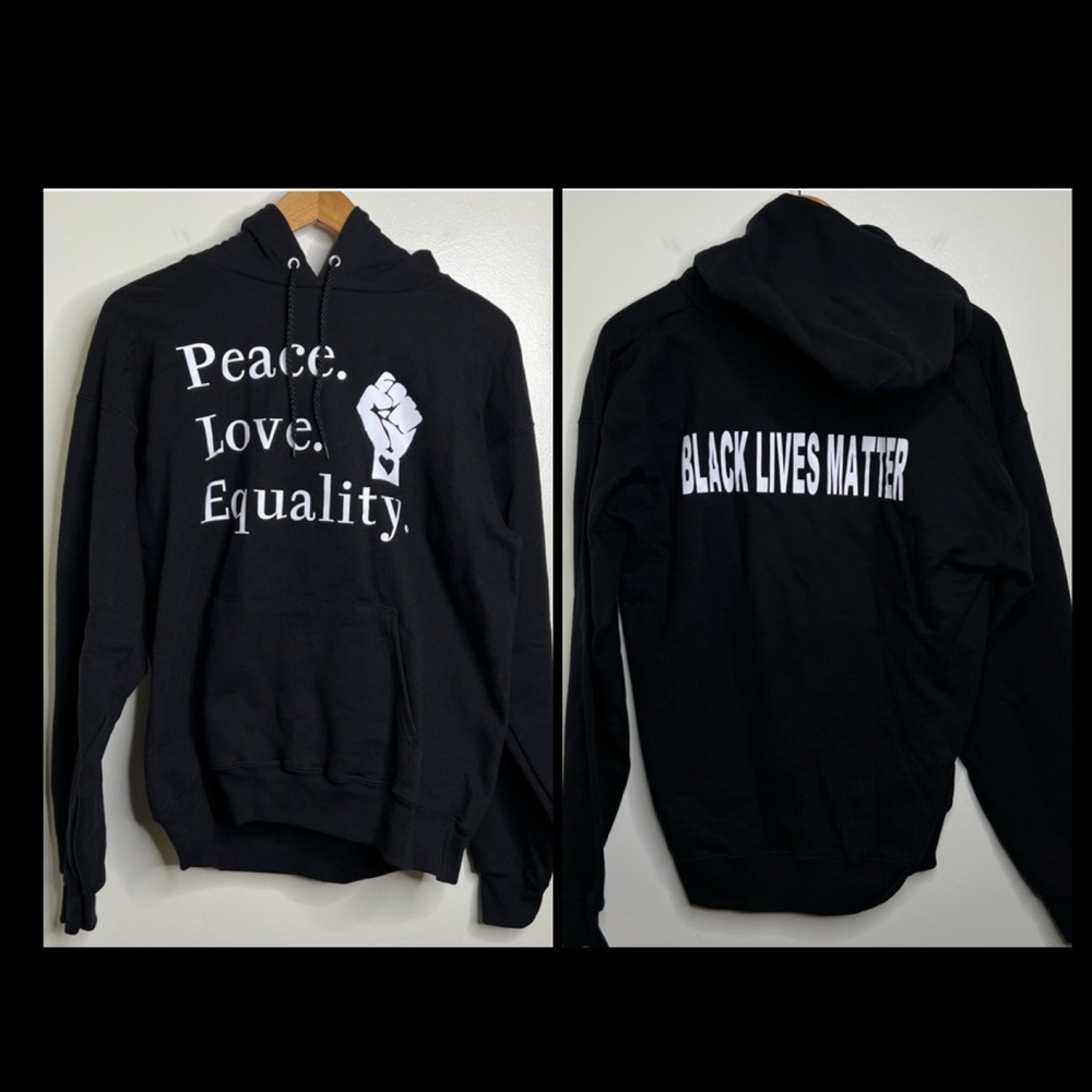 Peace Love Equality Black Lives Matter Hoodie Sweatshirt Size Mens Medium